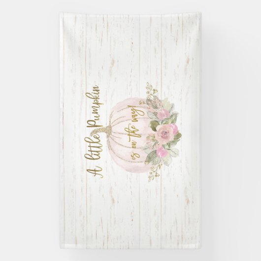 Een klein pompoen Baby shower meisje Spandoek (Verticaal)
