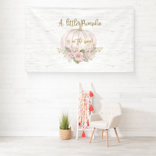 Een klein pompoen Baby shower meisje Spandoek (Insitu)
