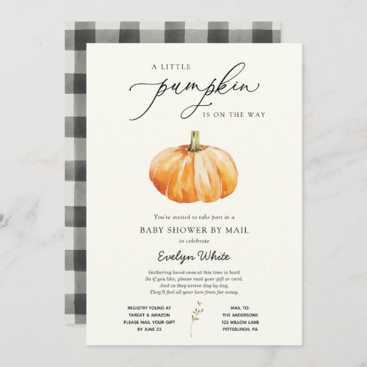 Een klein pompoen Baby shower per post Kaart (Voorkant / Achterkant)