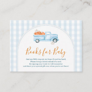 Een Klein Pompoen Blauw Truck Gingham Boeken voor Informatiekaartje