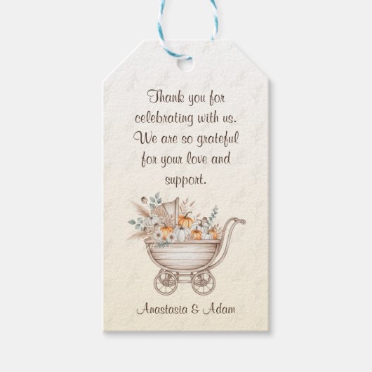 Een klein pompoen Boho Baby shower Cadeaulabel (Voorkant)