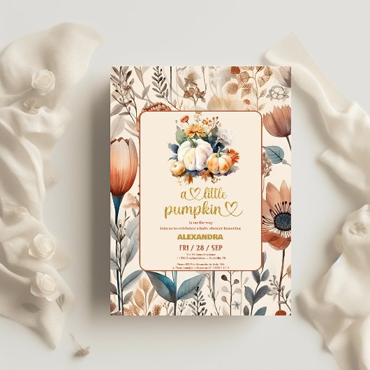 Een klein pompoen budget baby shower flyer