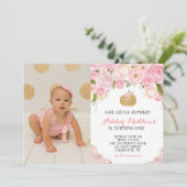 Een klein pompoen glinsterend gouden VERJAARDAGSfe Kaart (Staand voorkant)