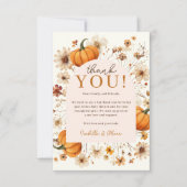 Een klein pompoen Herfst Baby shower dank u kaart (Voorkant)