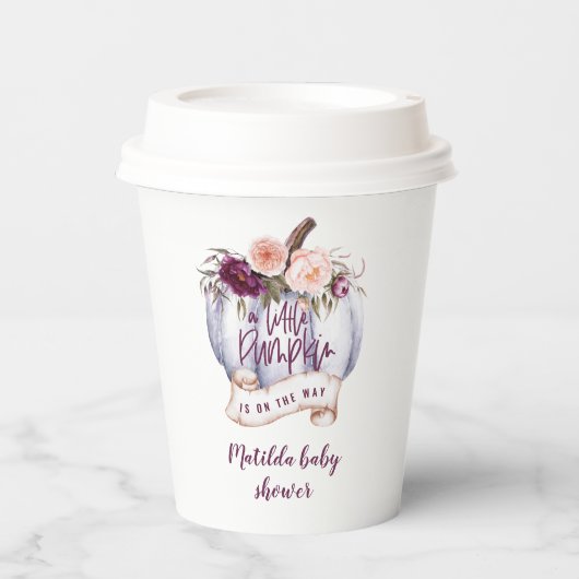 Een klein pompoen herfst baby shower feest papieren bekers (Voorkant)