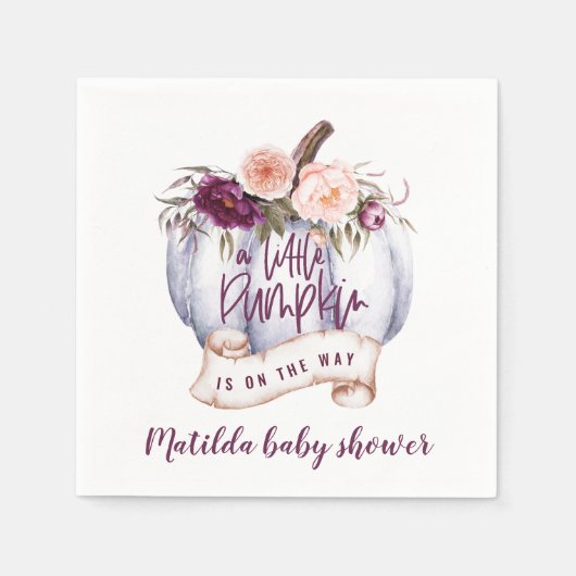 Een klein pompoen herfst baby shower feest servet (Voorkant)