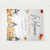 Een Klein Pompoen Herfst Baby Shower WELKOMBORD Wandkleed (Voorkant (horizontaal))