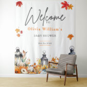 Een Klein Pompoen Herfst Baby Shower WELKOMBORD Wandkleed (In situ)