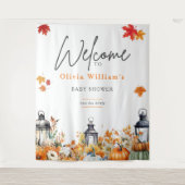 Een Klein Pompoen Herfst Baby Shower WELKOMBORD Wandkleed (Voorkant)