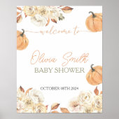 Een klein pompoen Herfst Baby shower welkomstbord Poster (Voorkant)