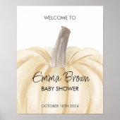 Een klein pompoen Herfst Baby shower welkomstbord Poster (Voorkant)