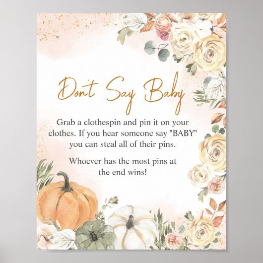 Een klein pompoen Herfst Baby shower zeg geen Baby Poster (Voorkant)