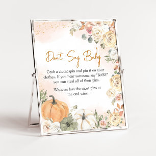 Een klein pompoen Herfst Baby shower zeg geen Baby Poster
