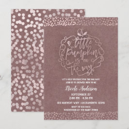 Een klein Pompoen Herfst Landelijke Roze Gouden Ba Kaart