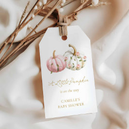 Een klein pompoen herfst meisje baby shower favor cadeaulabel