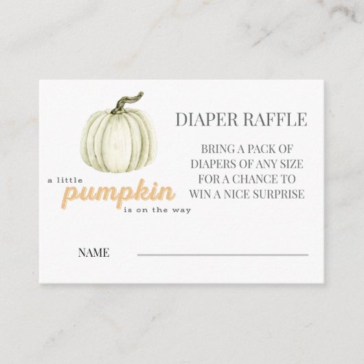 Een Klein Pompoen Luiers Raffle Ticket Informatiekaartje (Voorkant)