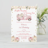 Een klein pompoen meisje 1e verjaardag kaart (Staand voorkant)