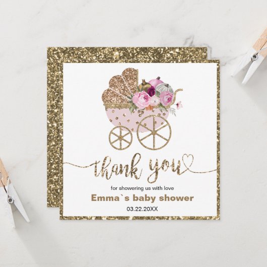 Een klein pompoen meisje Baby shower dank u (Voorkant / Achterkant in situ)