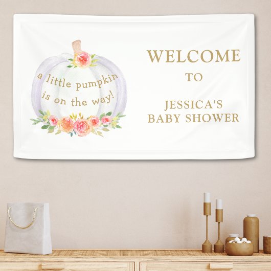 Een klein pompoen meisje Herfst Baby shower Spandoek
