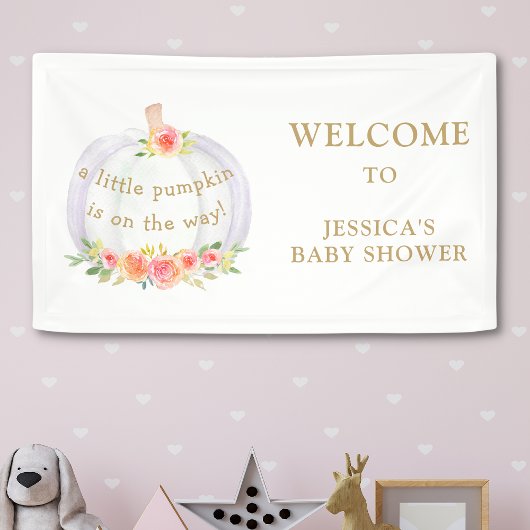 Een klein pompoen meisje Herfst Baby shower Spandoek