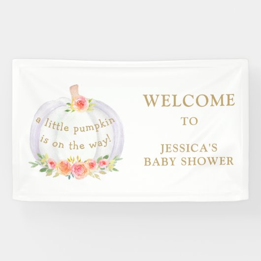 Een klein pompoen meisje Herfst Baby shower Spandoek (Horizontaal)