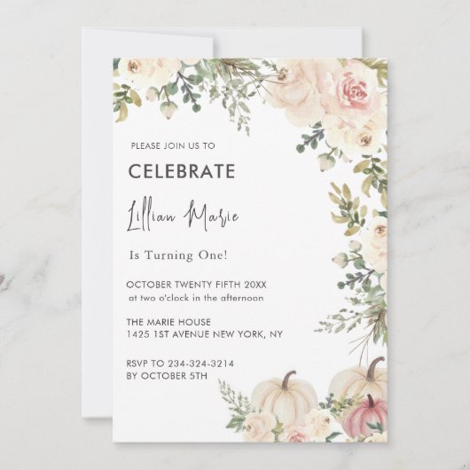 Een klein pompoen meisje verjaardag kaart (Voorkant)