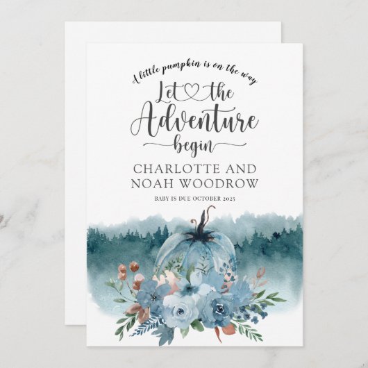 Een klein pompoenavontuur begint zwanger te worden aankondiging (Voorkant / Achterkant)