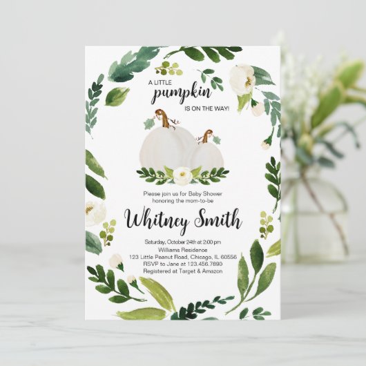 Een klein pompoenBaby shower Kaart (Staand voorkant)