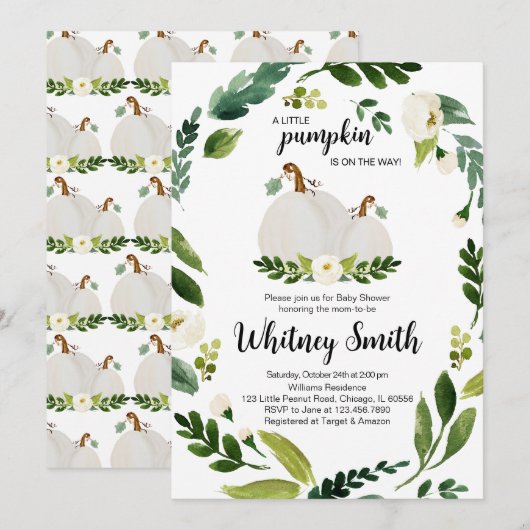 Een klein pompoenBaby shower Kaart (Voorkant / Achterkant)