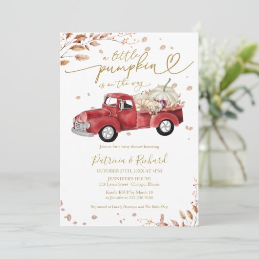 Een klein pompoenBaby shower Kaart (Staand voorkant)