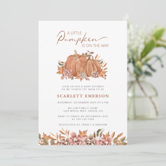 Een klein pompoenBaby shower Kaart (Staand voorkant)