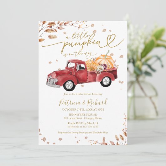 Een klein pompoenBaby shower Kaart (Staand voorkant)