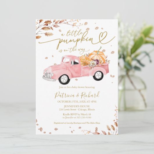 Een klein pompoenBaby shower Kaart (Staand voorkant)