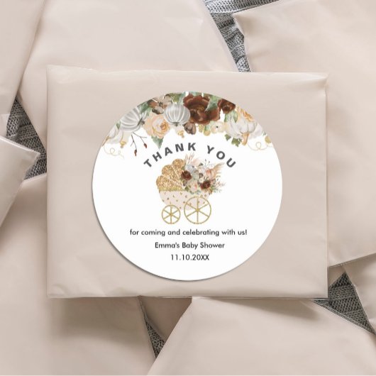 Een klein pompoenBaby shower Ronde Sticker
