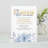 Een klein pompoenblauw Lila Baby shower Kaart (Staand voorkant)