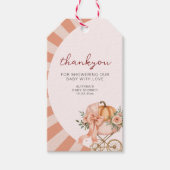 Een klein pompoenboogje Roze baby shower waterverf Cadeaulabel (Voorkant)