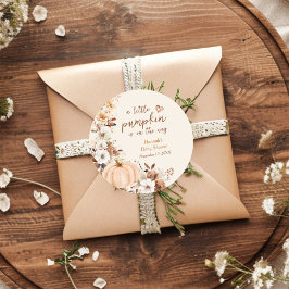 Een klein pompoenflesje Baby shower Ronde Sticker