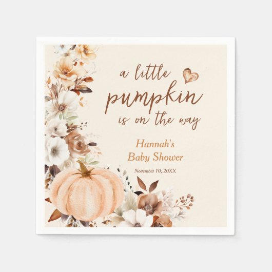 Een klein pompoenflesje Baby shower Servet (Voorkant)