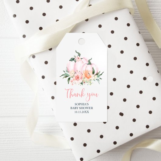 Een klein pompoenmeisje Baby shower Cadeaulabel