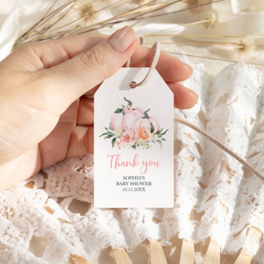 Een klein pompoenmeisje Baby shower Cadeaulabel