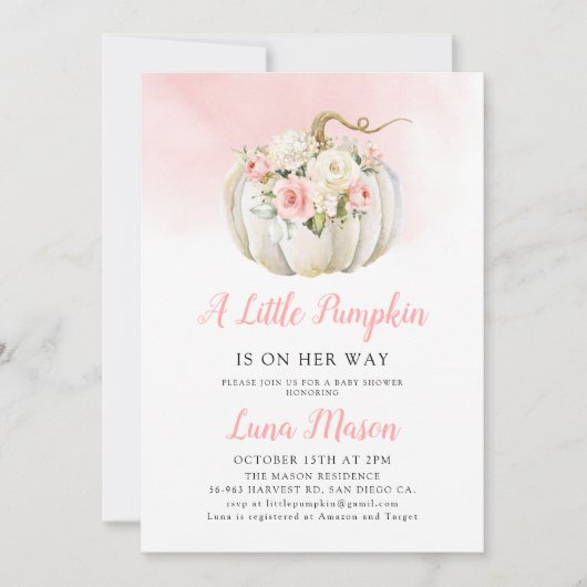 Een klein pompoenmeisje Baby shower Kaart (Voorkant)