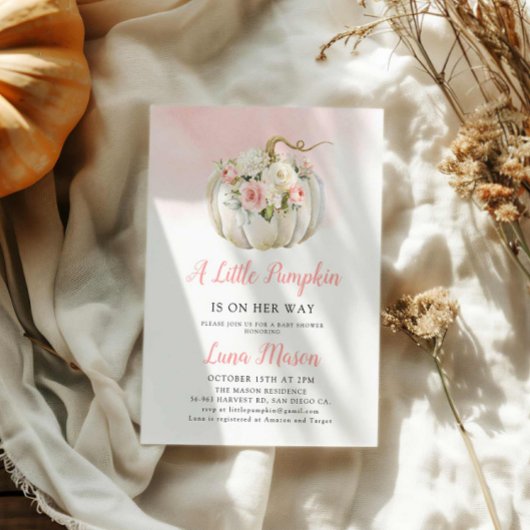Een klein pompoenmeisje Baby shower Kaart