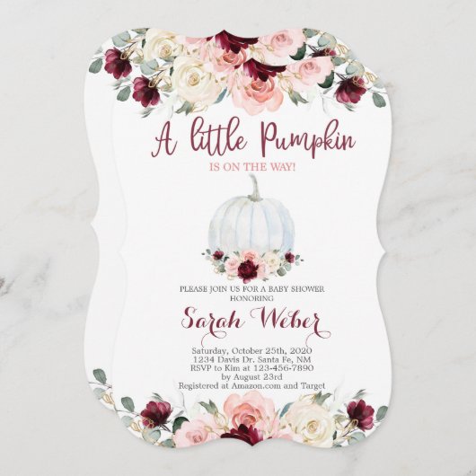 Een klein pompoenmeisje met herfst baby shower kaart (Voorkant / Achterkant)