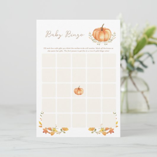 Een Klein Pompoentje | Baby Shower Bingo Kaart (Staand voorkant)