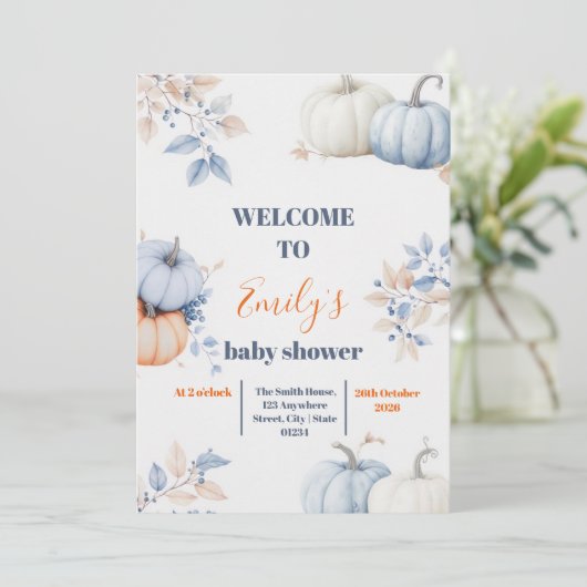 Een klein pompoentje is onderweg kaart (Staand voorkant)