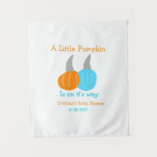 Een klein pompoentje is op komst baby shower oranj wandkleed