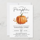 Een klein pompoentje is op komst, herfst baby show kaart (Voorkant)