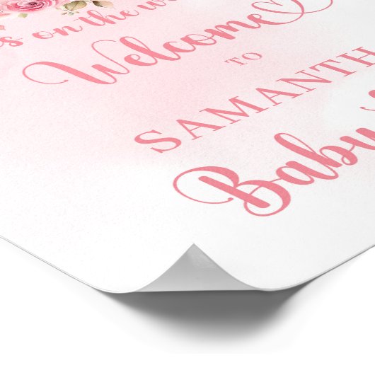 Een klein pompoentje is op komst roze en gouden bo poster (Hoek)