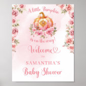 Een klein pompoentje is op komst roze en gouden bo poster (Voorkant)