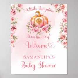 Een klein pompoentje is op komst roze en gouden bo poster